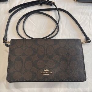 Coach Signature Brown and Black Wristlet